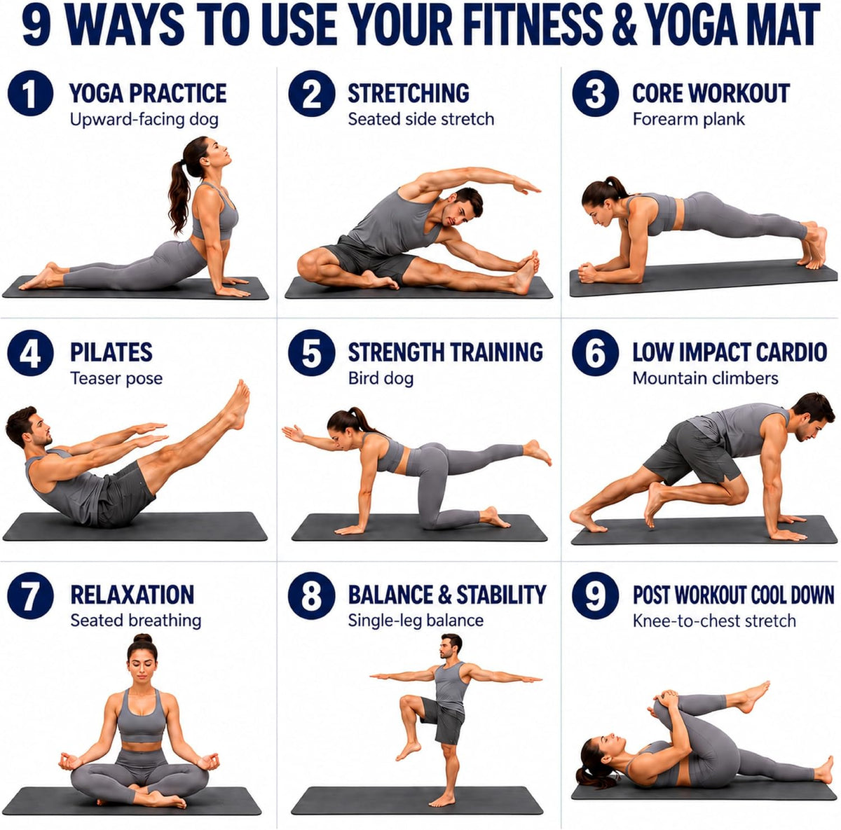Premium Yoga Mat for Home and Gym Use, Extra Thick for High-Impact Training, Multi-Layer Skid-Resistant Surface, Odor-Neutralizing with Convenient Carrying Strap