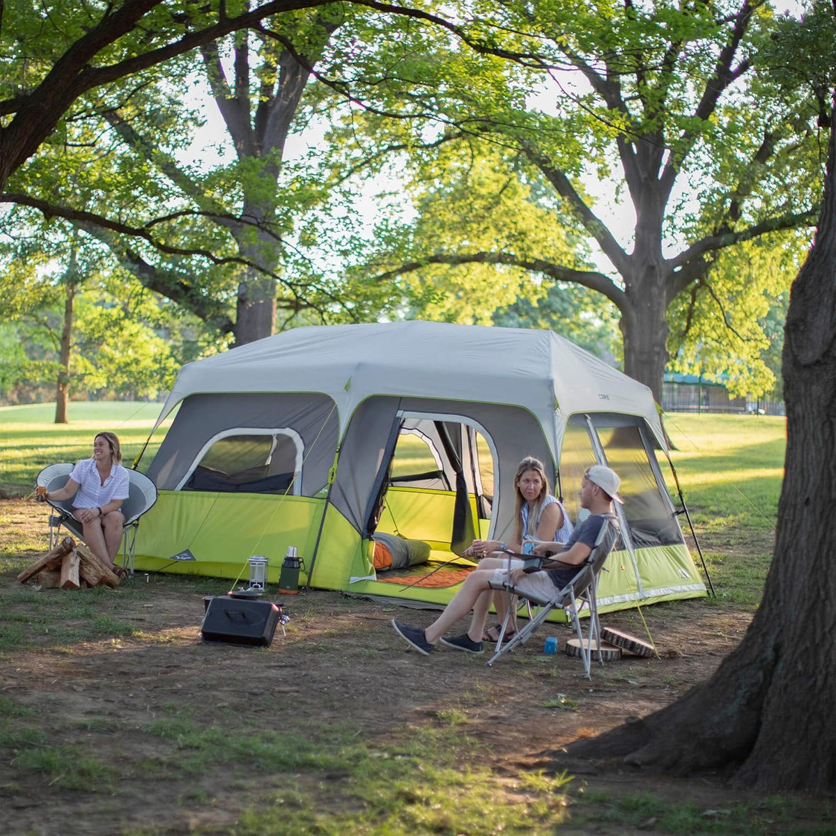 CORE Instant Cabin Tent | Multi Room Portable Pop up Tent for 2 Minute Camp Setup, Sleeps 9 People, 14' X 9', 3-Room