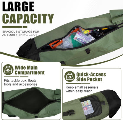 Multifunction Fishing Pole Bag - Waterproof Rod Reel Bag Carrier Case, Durable Canvas Tackle Large Storage Gift for Men Travel, Khaki