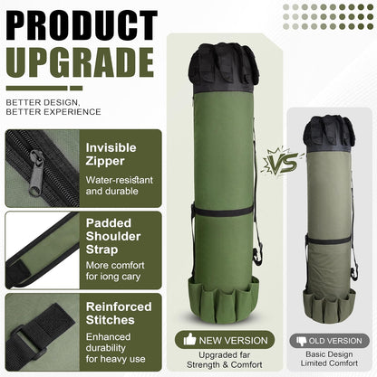 Multifunction Fishing Pole Bag - Waterproof Rod Reel Bag Carrier Case, Durable Canvas Tackle Large Storage Gift for Men Travel, Khaki