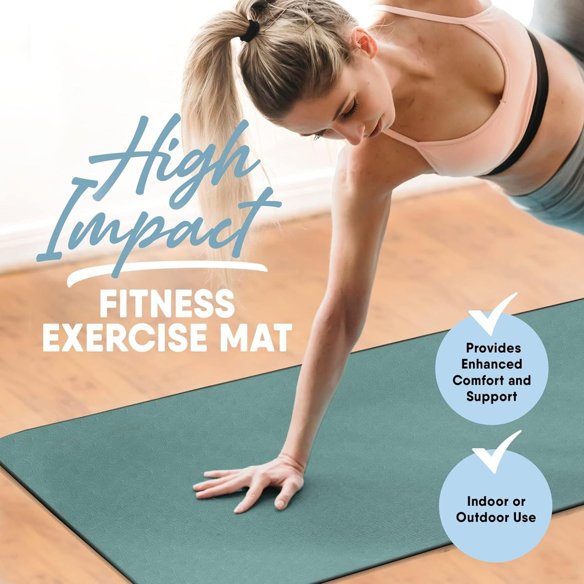 Premium Yoga Mat for Home and Gym Use, Extra Thick for High-Impact Training, Multi-Layer Skid-Resistant Surface, Odor-Neutralizing with Convenient Carrying Strap