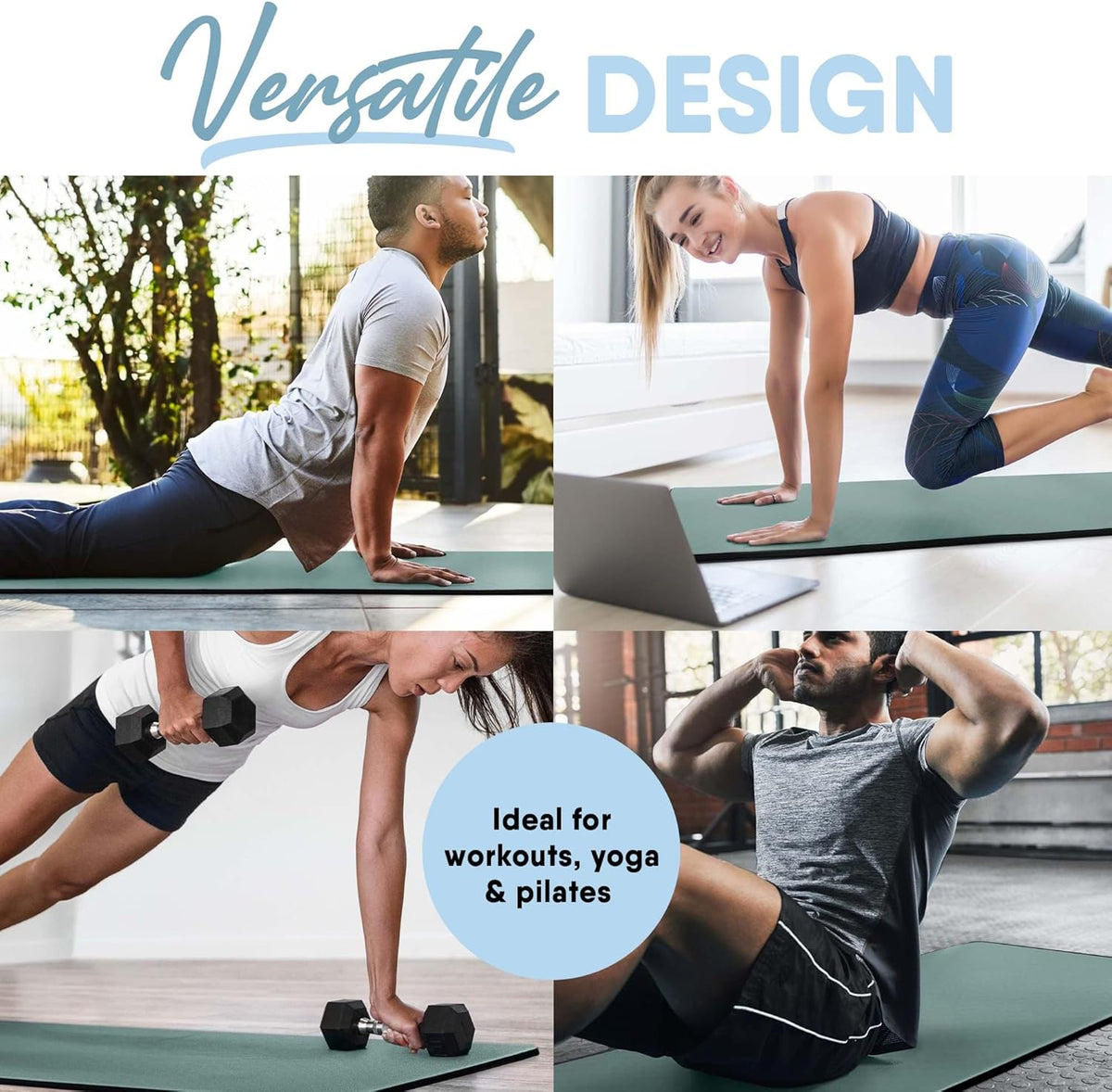 Premium Yoga Mat for Home and Gym Use, Extra Thick for High-Impact Training, Multi-Layer Skid-Resistant Surface, Odor-Neutralizing with Convenient Carrying Strap