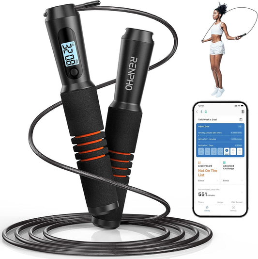 Advanced Smart Jump Rope with Counter, App Integration, and LCD Display
